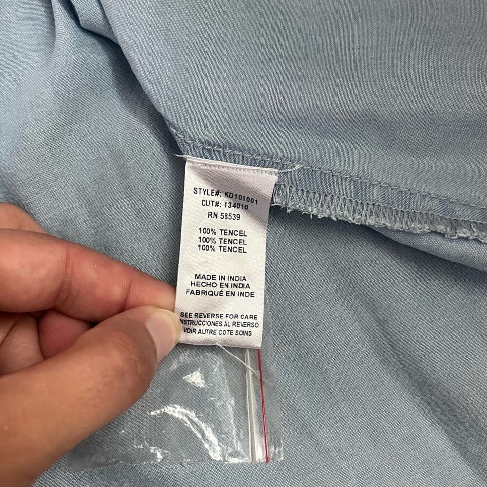 NWT KUT From The Kloth Dress Blue Chambray Ruffle Sleeveless Belt Casual Small - Picture 8 of 13